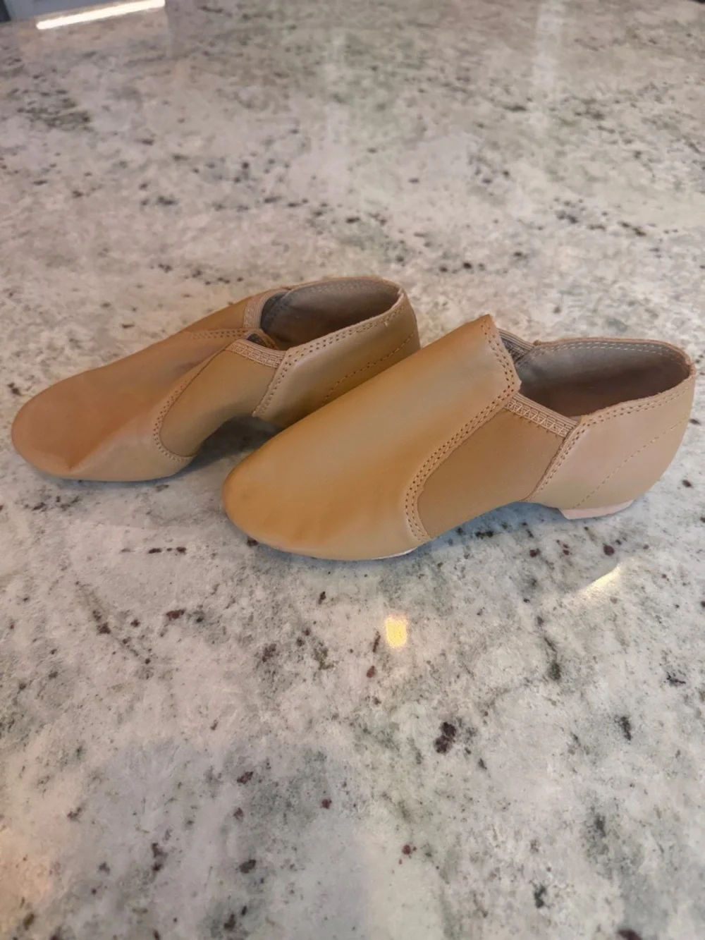 Tan Leather Slip-On Dance Shoes size 4